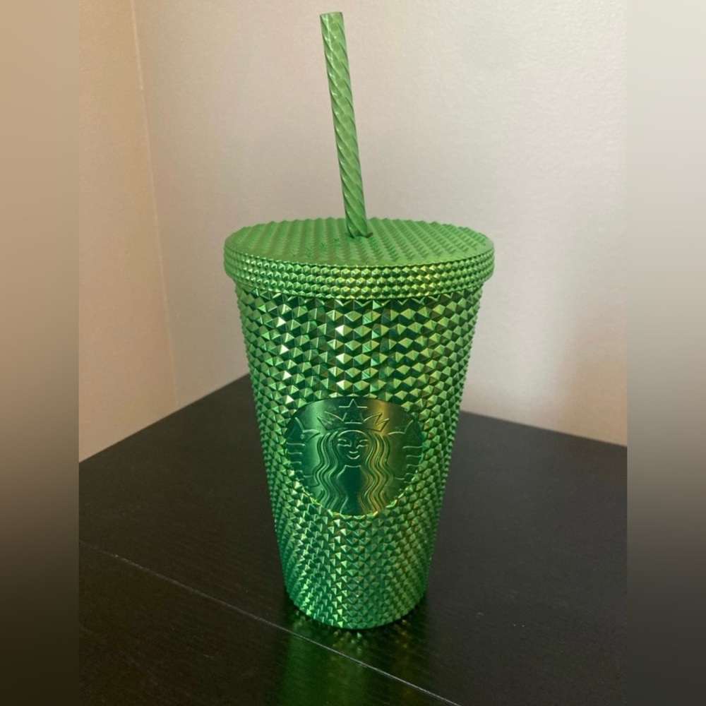 Starbucks 16 oz Green Studded Holiday 2023 Grande Tumbler Cup with Straw